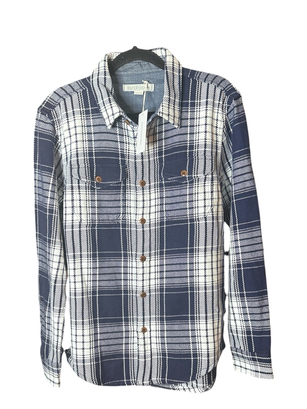 Outerknown Blanket Checked organic cotton twill button down shirt NWT orig 148